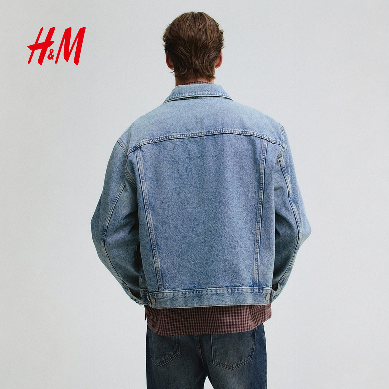 HM男装牛仔外套冬季翻领宽松情侣美式单排扣夹克1295737,淘宝优惠券,粉丝福利购,淘宝优惠卷