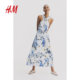 HM Women's Dress 2024 Summer New Product Printing Back Clothes 1221736