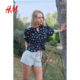 HM Women's Shirt 2025 Winter New Light Winter Style Puff Sleeve Cotton Floral Top 1264057
