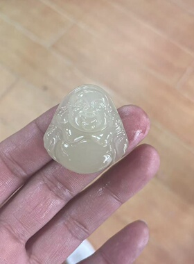 外蒙料仿新疆黄口和田玉佛吊坠女款佛公笑佛挂件直播货源厂家