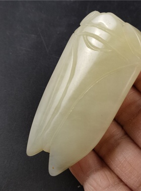 古董老玉古玩杂项古玉知了文玩一鸣惊人玉蝉挂件高古玉汉八刀吊坠