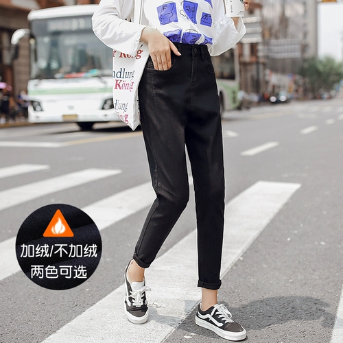 Черные джинсы, осенние штаны, высокая талия, 2021 года, по фигуре, свободный крой