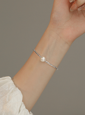 饰悟银饰碎银子珍珠手链女