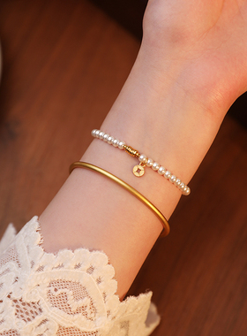 饰悟银饰女纯银珍珠风吊坠手链