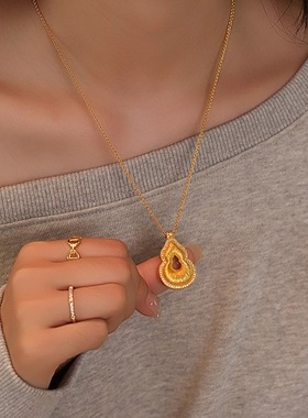 饰悟新中式镂空葫芦吊坠项链