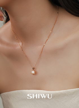 饰悟天然淡水珍珠复古轻奢锁骨链