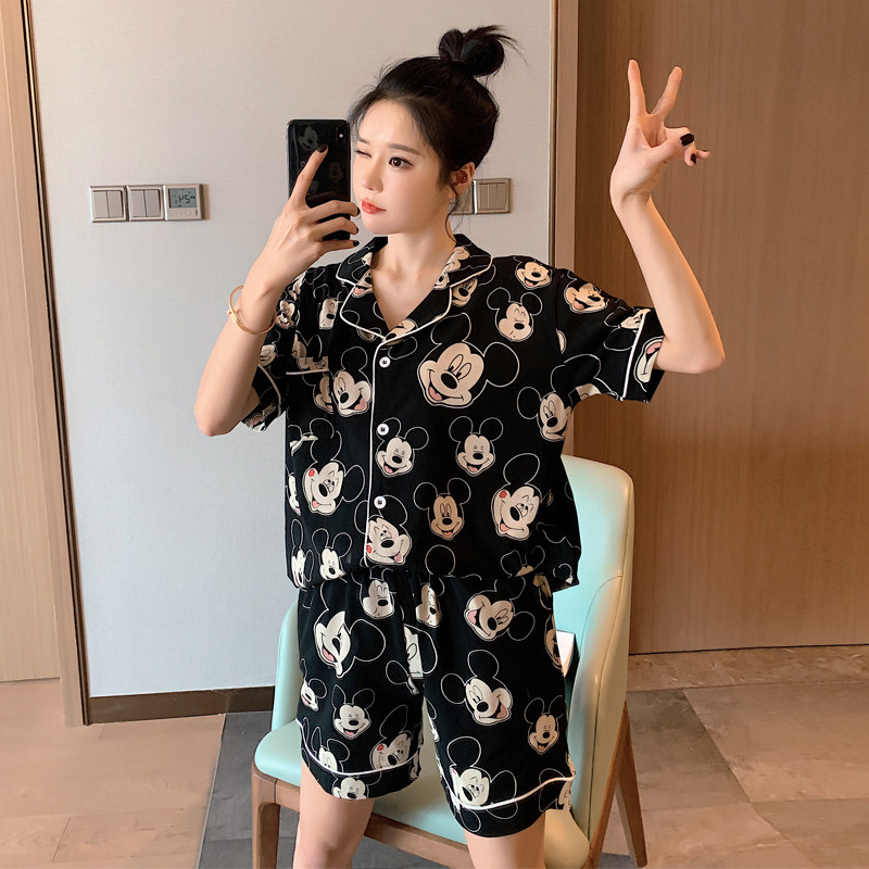 夏可爱日系短袖纯棉套装网红睡衣 pkk睡衣/家居服套装