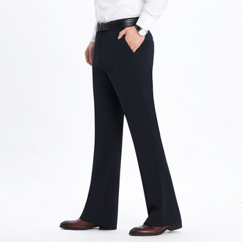 Summer ice silk men's wide-leg men's casual trousers straight-leg trousers men's drapey little flared trousers men's high-waisted thin trousers trendy