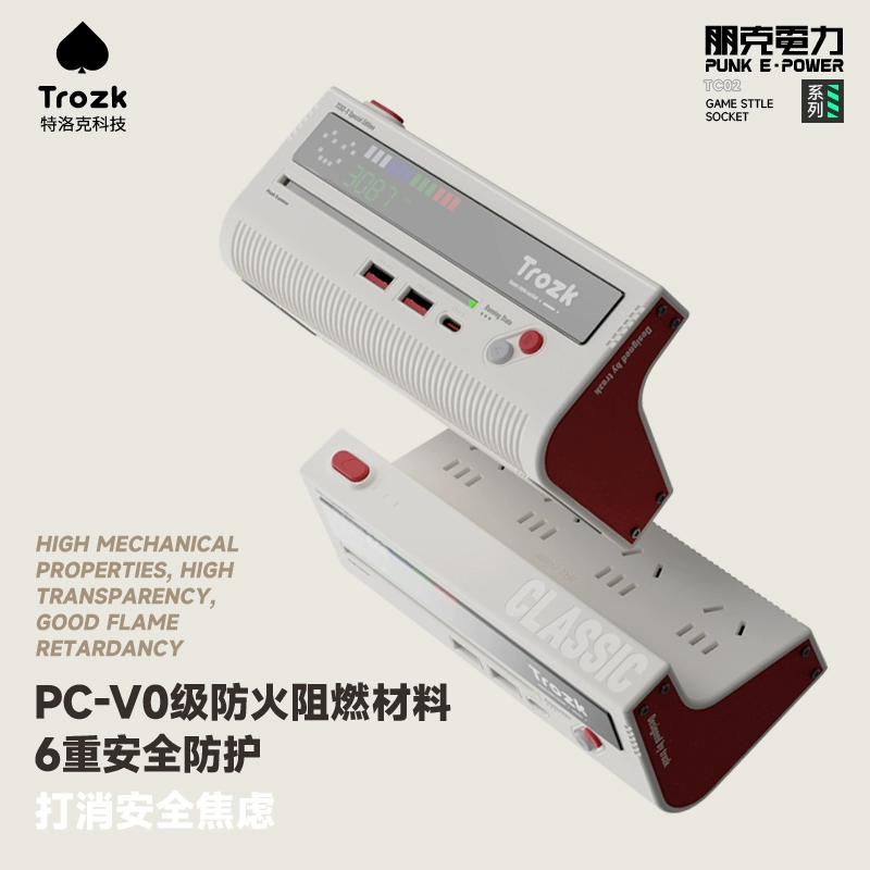 Trozk特洛克正品复古红白机插座插线板宿舍多功能插排充电器带USB - 图1