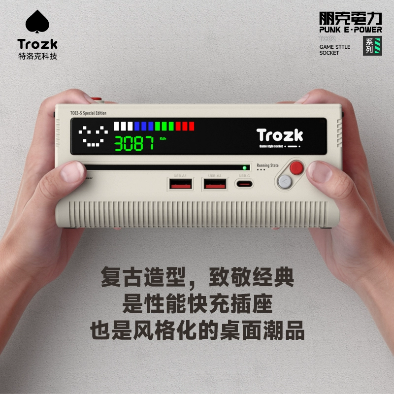 Trozk特洛克正品复古红白机插座插线板宿舍多功能插排充电器带USB - 图0