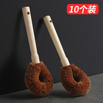 10 COCONUT PALM BRUSH PAN WASH PAN BRUSH PAN BRUSH DISHWASHING BRUSH KITCHEN WITH BRUSHED LONG HANDLE CLEANING BRUSH SUB