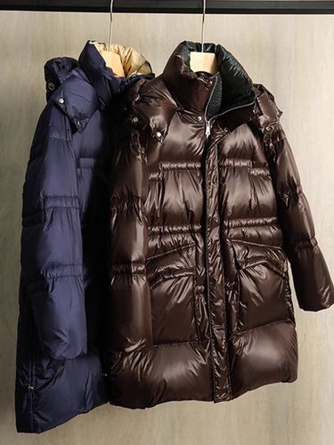 专柜正品摩登时髦御寒防水2025秋冬95白鹅绒收腰显瘦连帽羽绒服女 - 图2