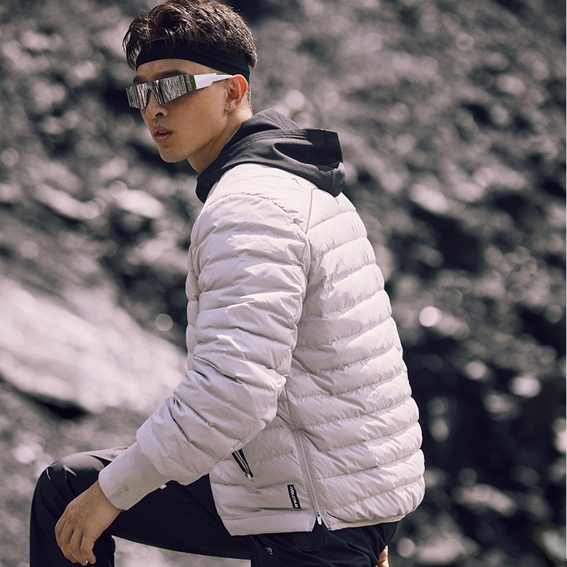 OMG运动 设计感V领羽绒服男士运动外套冬季2023年新款保暖加厚