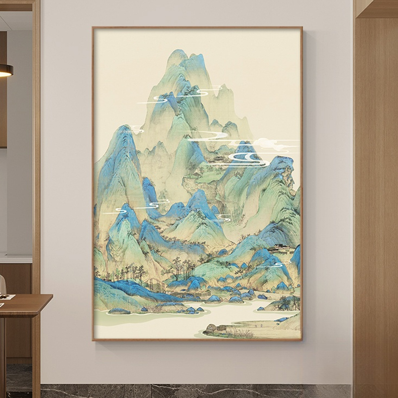 新中式千里江山入户玄关装饰画走廊尽头过道挂画山水国画风景壁画 - 图0