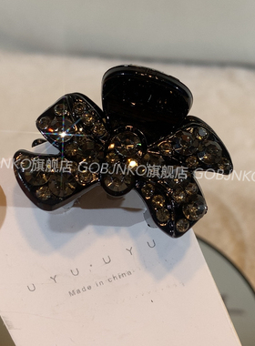 GOBJNKO黑色水钻蝴蝶结小抓夹精致百搭女抓夹丸子夹发饰新款