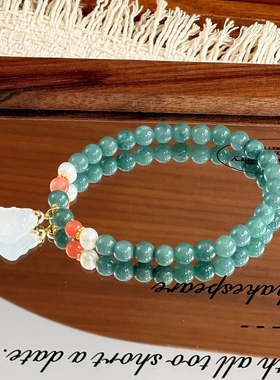 工厂直发天山翠手串女绿色玉新中式送闺蜜礼物佛公玉髓手链