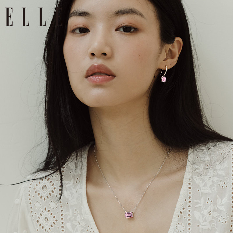 elle方糖大颗彩宝小众简约气质耳环 elle饰品耳环