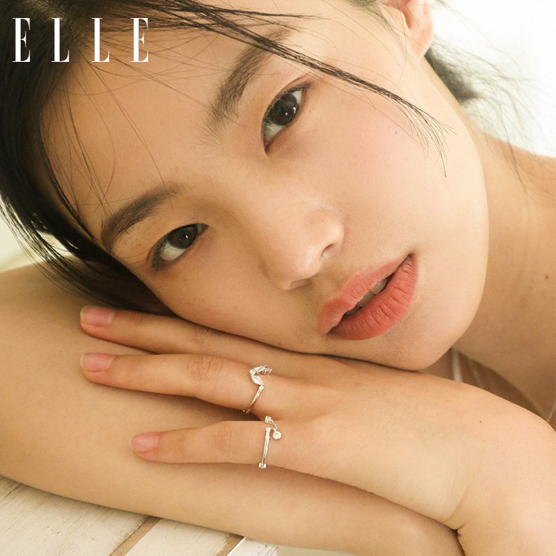 elle克莱因蓝宝石银镀18k金尾戒 elle饰品戒指/指环