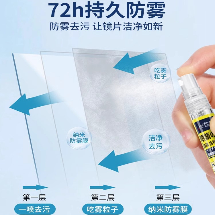 日本正品眼镜防雾喷剂近视眼镜防起雾神器擦头盔镜片除雾不伤镜片 - 图3