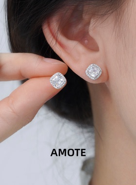 AMOTE《闪耀星光》方糖耳钉925银耳环日常通勤精致小众设计高级