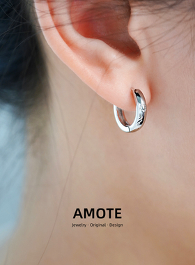 AMOTES925银太阳月亮耳圈耳扣