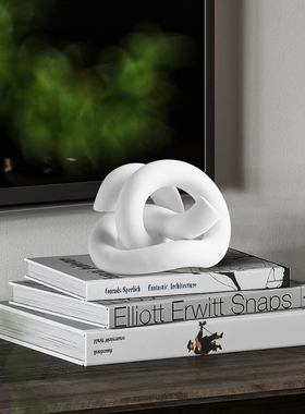 抽象陶瓷样板间缠绕形状几何摆件