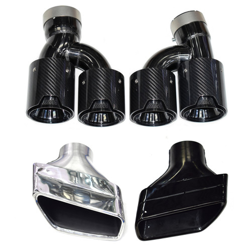 适用于宝马5系525 530G30G38排气管改装四出钛黑尾喉MP大方口尾嘴 - 图3