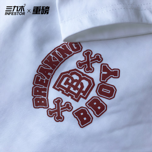 美式街头hiphop嘻哈大码滑板Breaking纯棉宽松街舞bboy短袖学生T - 图0