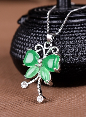镂空镀金翠绿色百搭少女款风吊坠