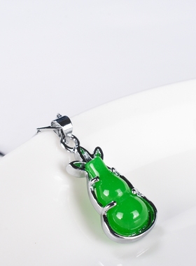 925银镶嵌项链礼物玉吊坠送妈妈