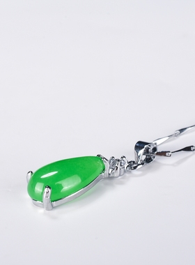 马来玉925银小水滴绿玛瑙送女友