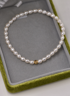 4mm小米粒天然珍珠手链弹力手串