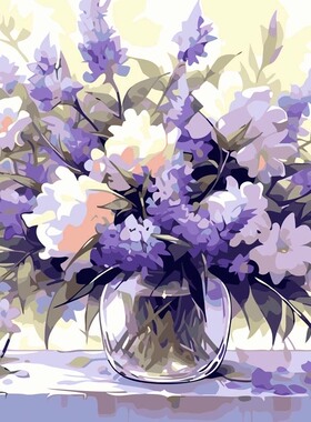数字油画填色材料包花卉薰衣草