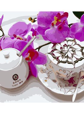 数字油画材料包涂色放松花卉装饰