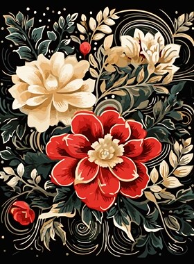 数字油画材料包放松填色水中花