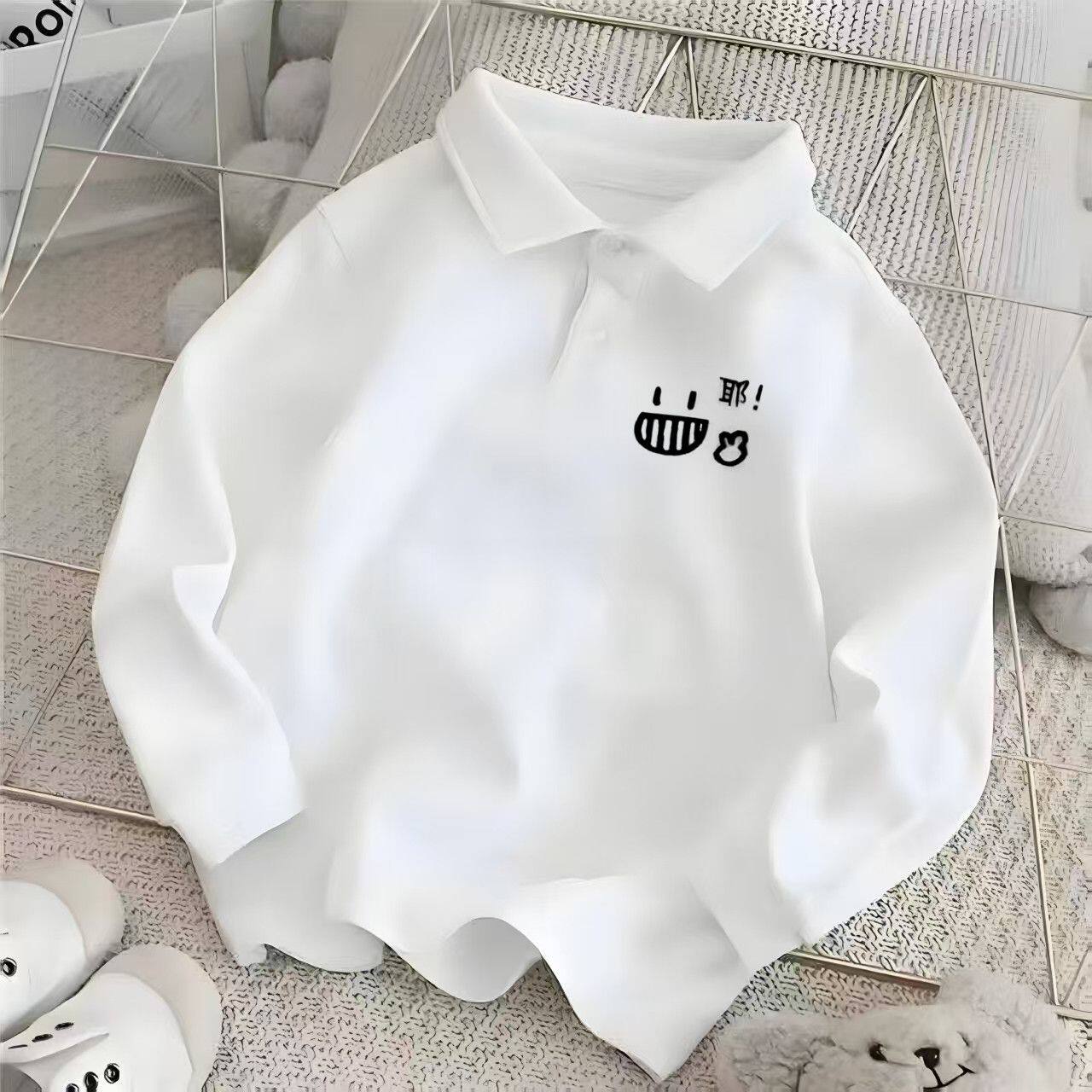 polo衫中大童纯棉卡通印花洋气长袖上衣秋冬儿童宽松翻领童装卫衣