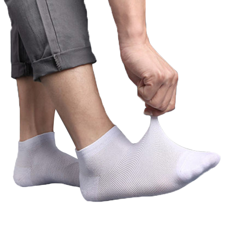 达达狼旗舰店袜子男夏季薄款超薄船袜短袜透气冰丝中筒低帮矮腰黑白防臭网眼款3