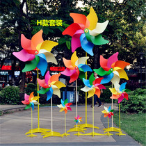 Outdoor Rotating Garden Furnishing Large Windmill Children Toys Small Windmill Seven Colorful Suit Windmills Folk Juku Windmills