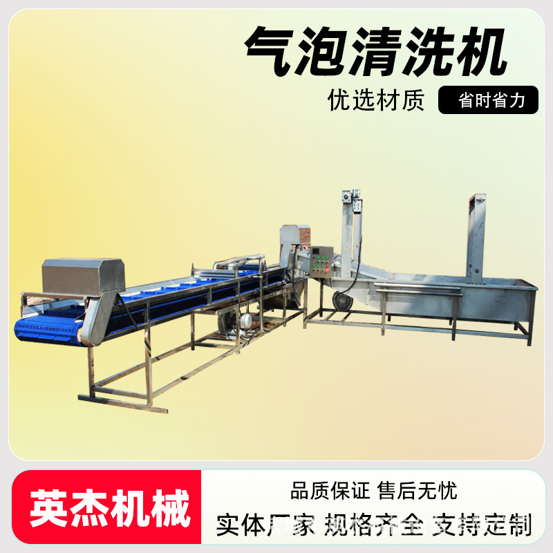 商用全自动气泡果蔬净菜机蔬菜瓜果清洗机白菜连续清洗设备 - 图0