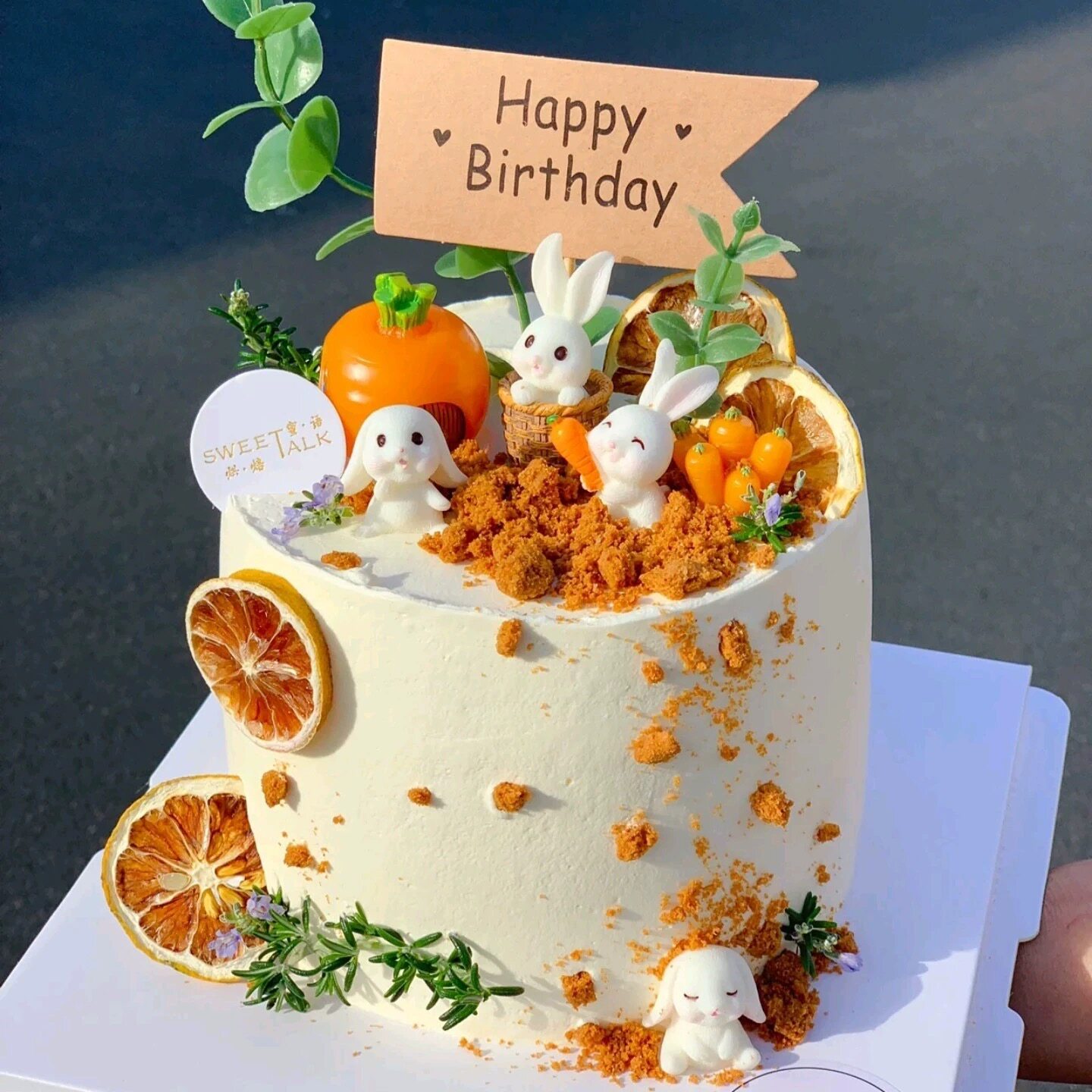 田园风兔宝宝小兔子蛋糕装饰满月百天男孩女孩周岁生日插件可爱