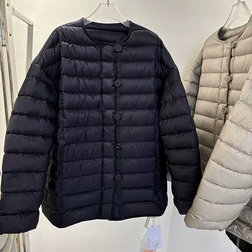 MX墨写女装正品简约高级感轻薄压纹白鸭绒羽绒服阔版保暖外套8027 - 图1