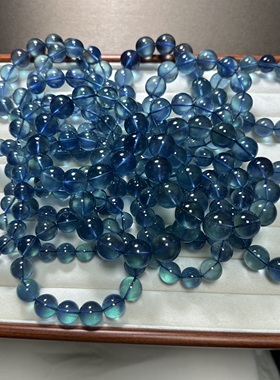 冰种魔鬼蓝海蓝宝石大颗粒手链