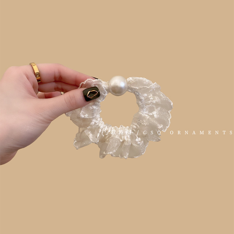 白色优雅蕾丝网纱小肠发圈女高级感马尾头绳2025新款法式扎头皮筋,淘宝优惠券,粉丝福利购,淘宝优惠卷