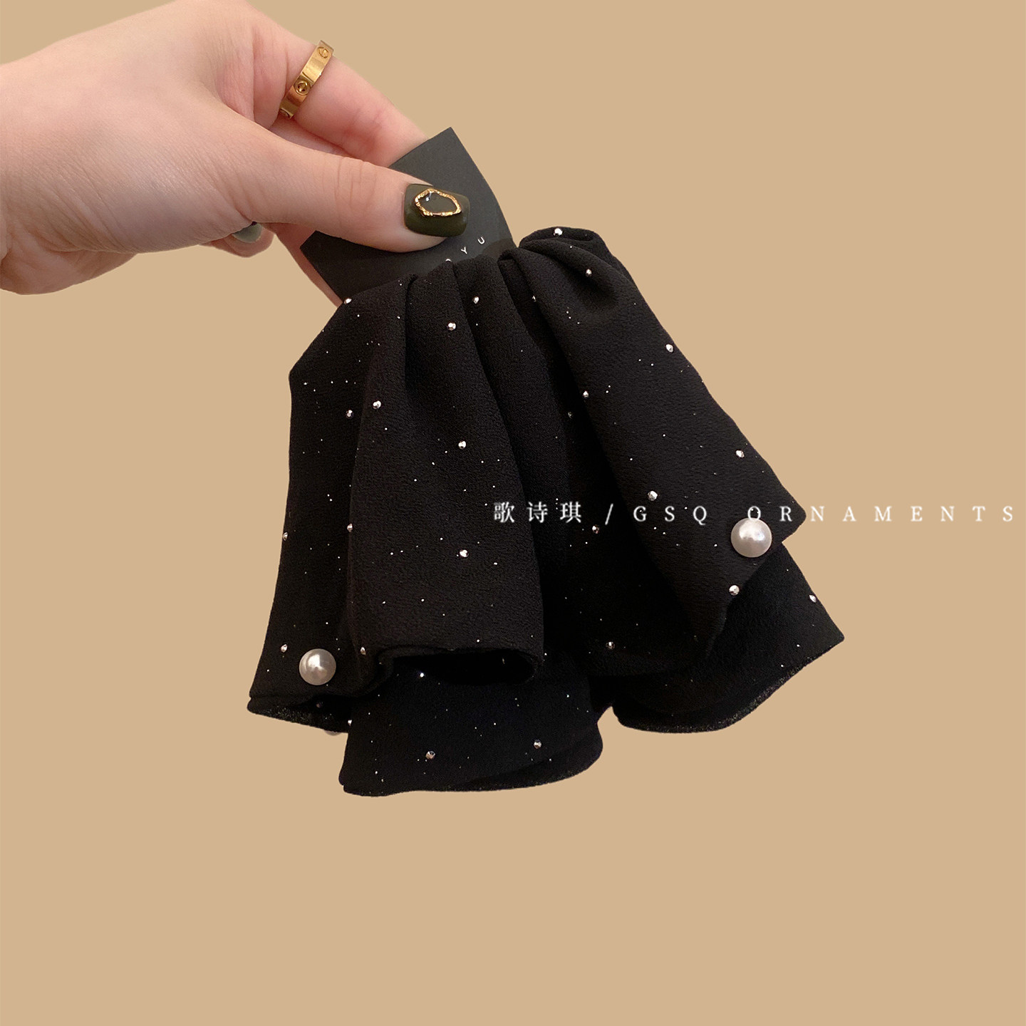 法式轻奢满天星珍珠马尾抓夹女优雅高级感后脑勺盘发半扎发鲨鱼夹,淘宝优惠券,粉丝福利购,淘宝优惠卷