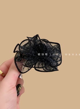 日常波点蝴蝶结发量少中号抓夹