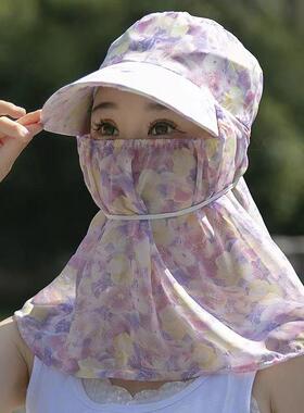 春夏季绵绸小碎花款防晒遮阳帽