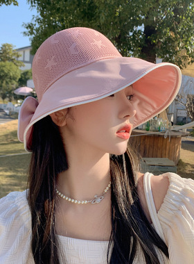 韩版春夏大檐黑胶防晒太阳帽女