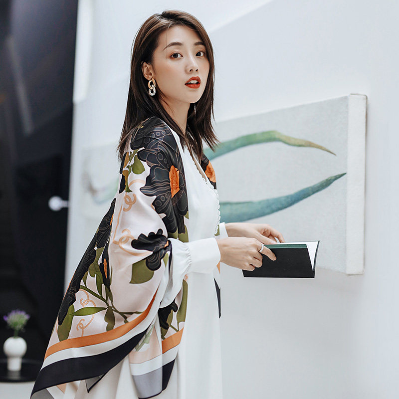 斜纹绸大方巾蜀江锦院女送妈妈丝巾 蜀江锦院围巾/丝巾/披肩