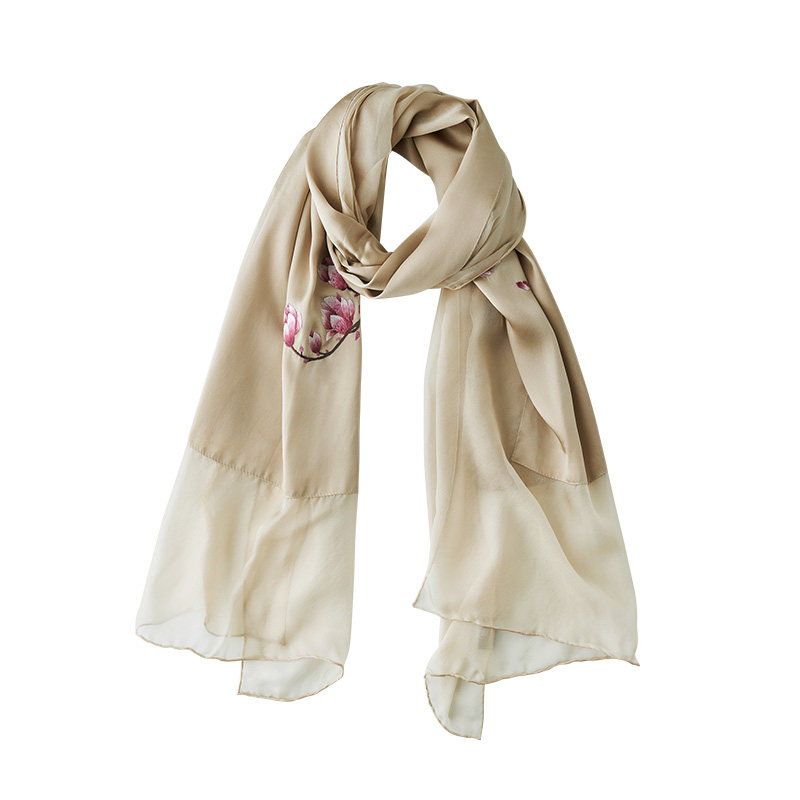 蜀江锦院花前赋雪纺蜀绣2022长围巾 蜀江锦院围巾/丝巾/披肩