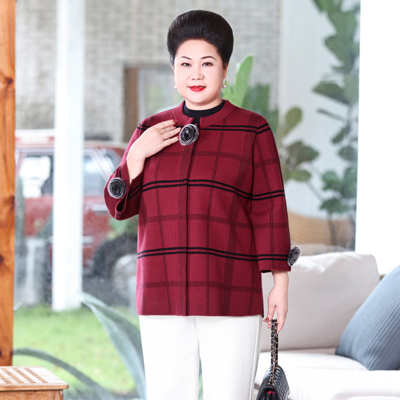 新款妈妈秋装外套高贵气质短款开衫 优爱菲中老年女装